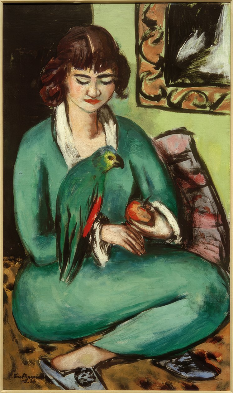 Quappi papukaijan kanssa tekijältä Max Beckmann