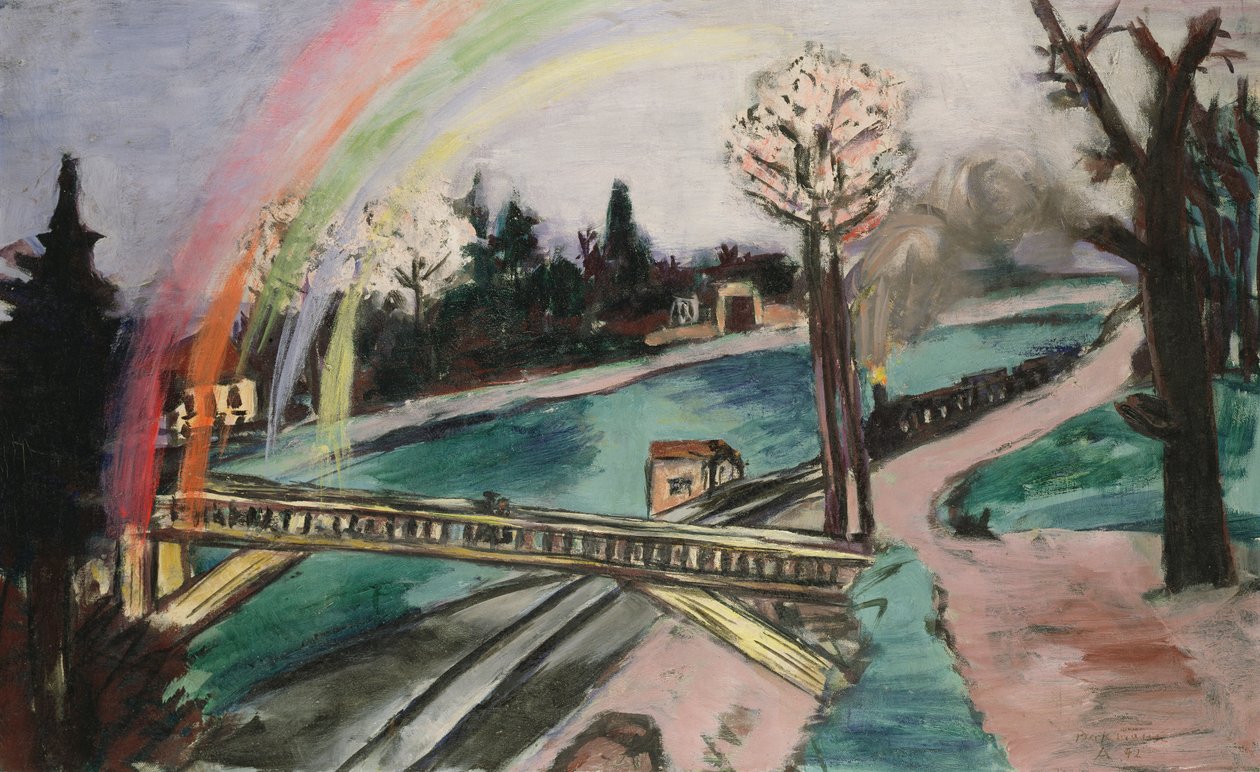 Rautatiesilta ja sateenkaari tekijältä Max Beckmann
