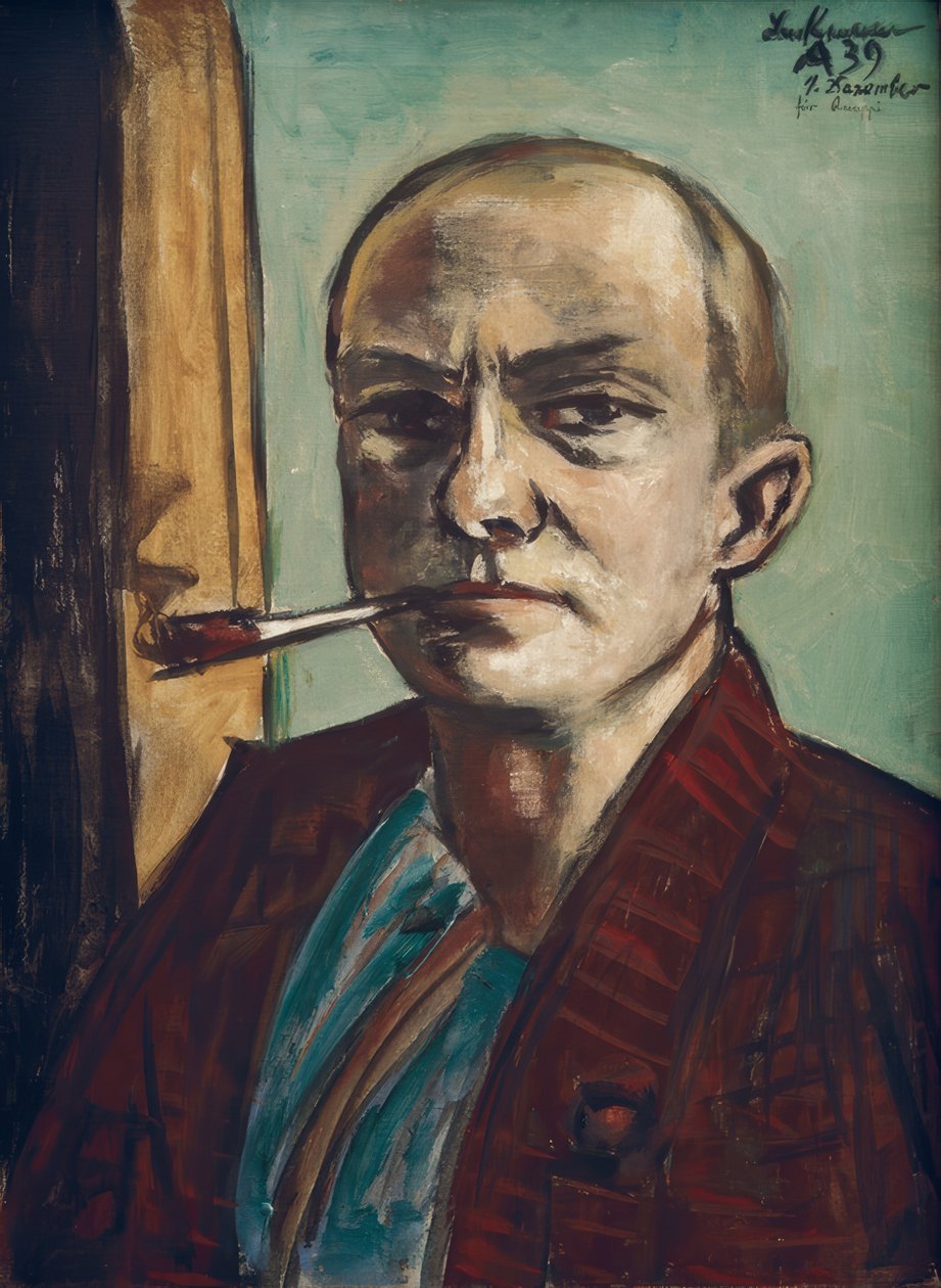 Omakuva vihreällä vihreällä paidalla tekijältä Max Beckmann