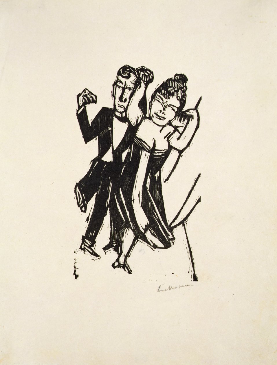 Pieni tanssiva pari (puupiirros) tekijältä Max Beckmann