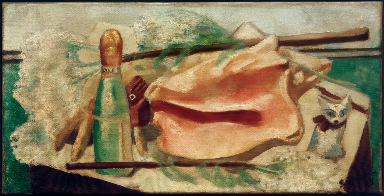 Asetelma vaaleanpunaisella simpukankuorella tekijältä Max Beckmann
