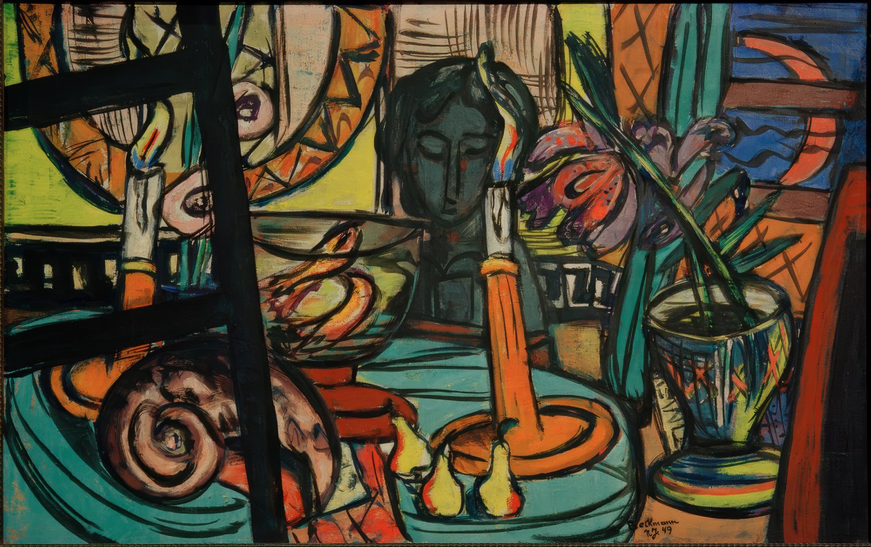 Asetelma mustalla muovilla tekijältä Max Beckmann