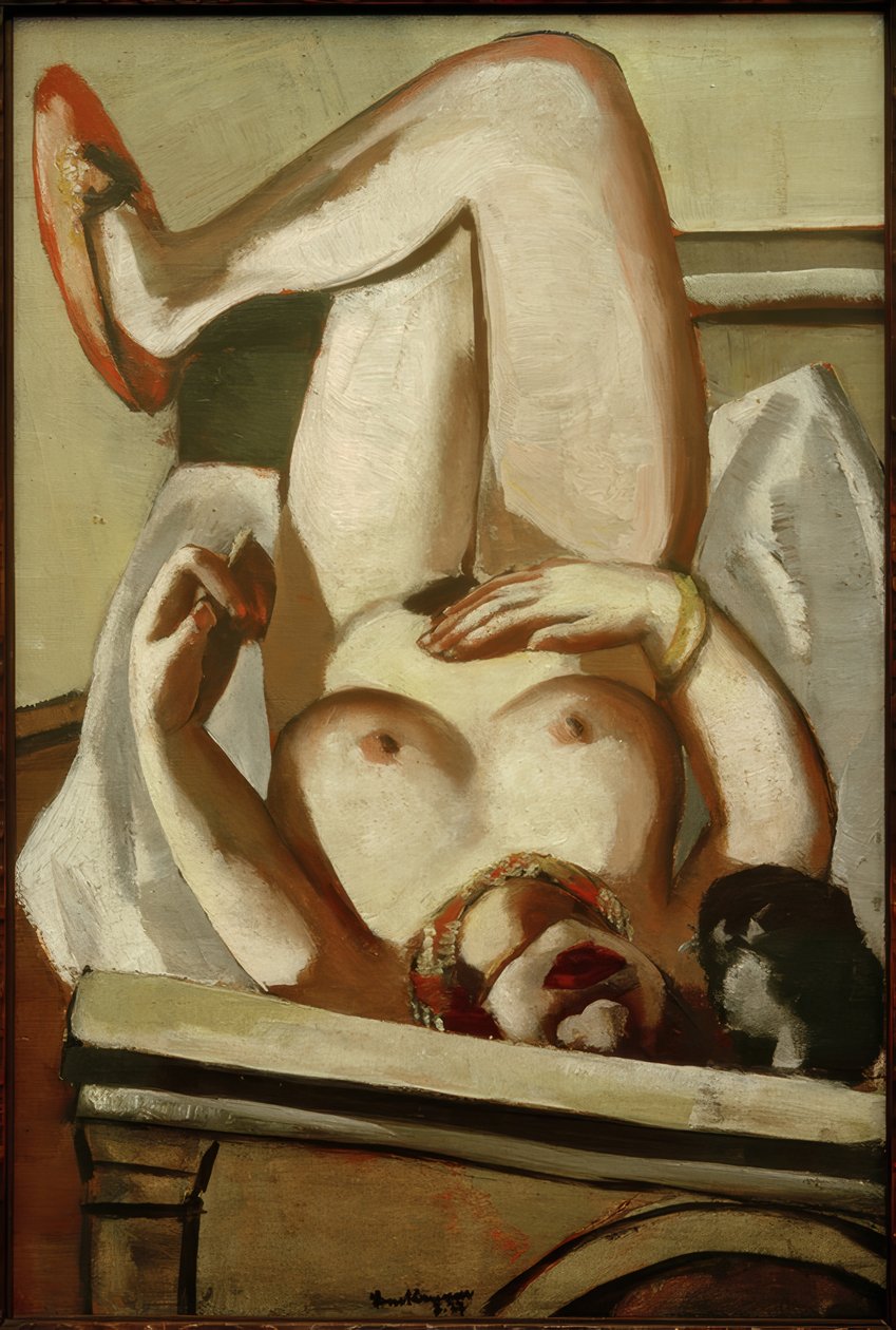 Nainen alaston koiran kanssa tekijältä Max Beckmann