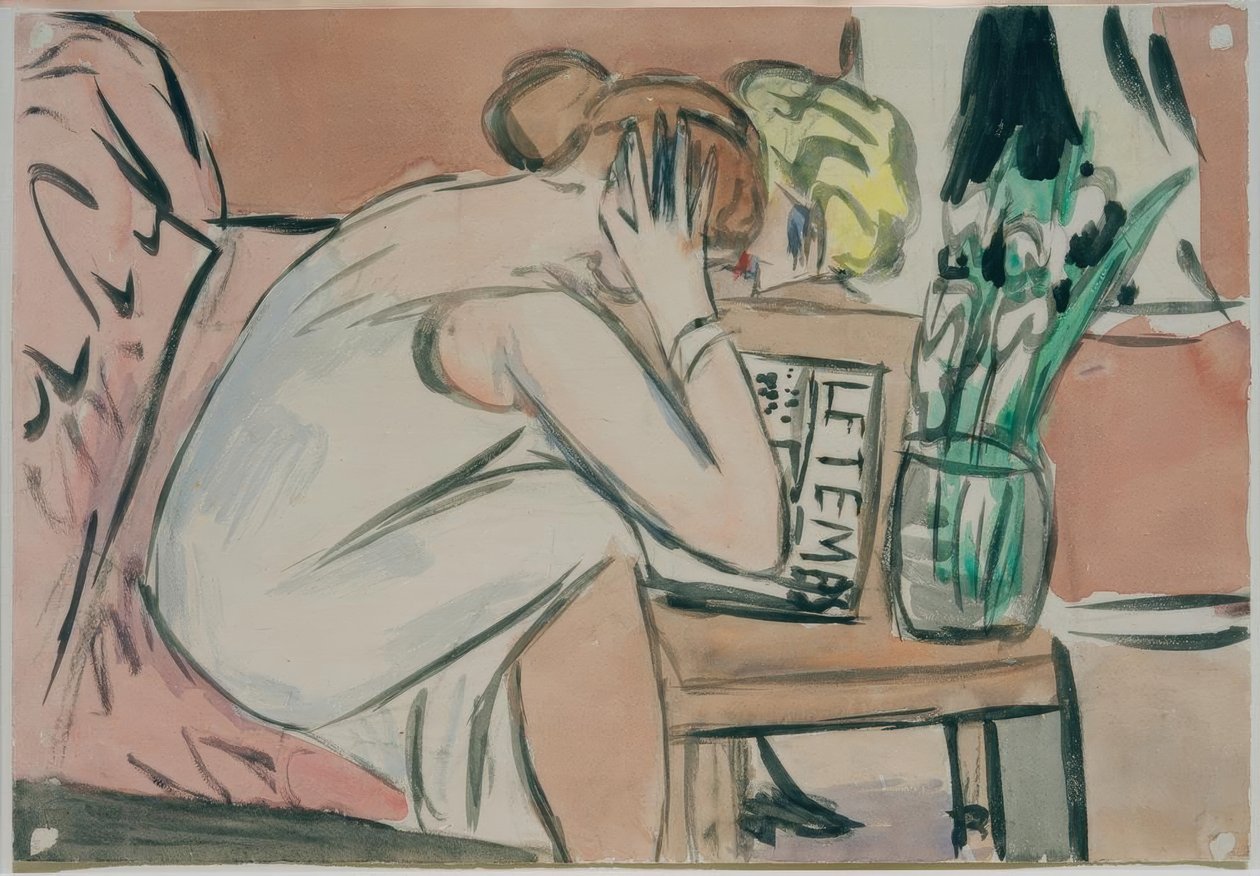 Kaksi tyttöä lukemassa tekijältä Max Beckmann