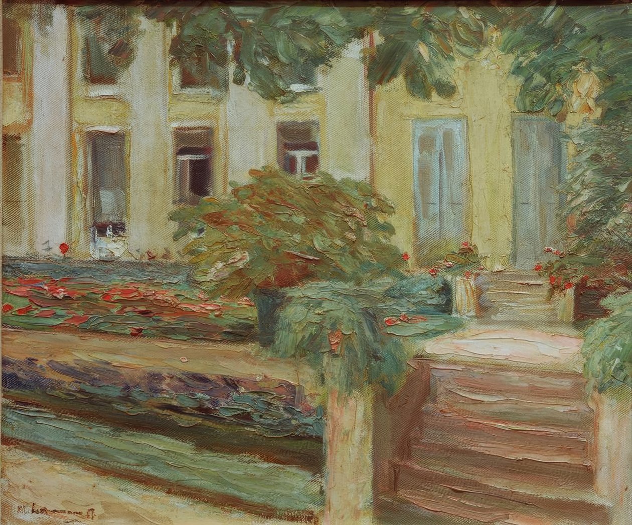 Die Blumenterrasse im Wannseegarten nach Südwesten tekijältä Max Liebermann