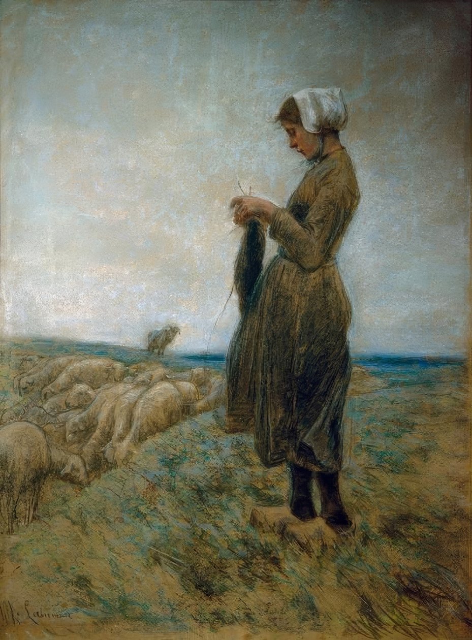 Holländisches Hirtenmädchen (Strickende Schafhirtin) tekijältä Max Liebermann