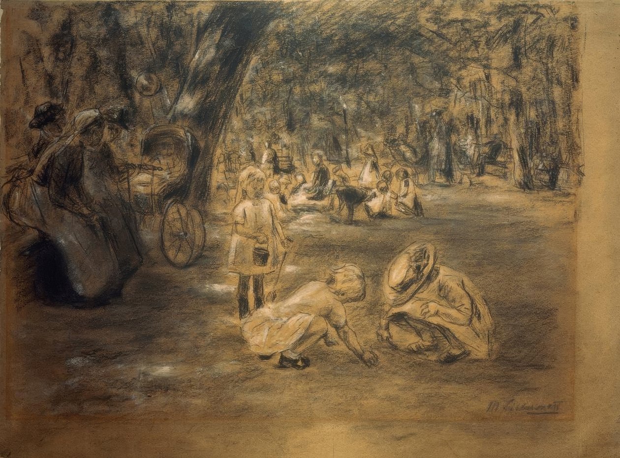 Lasten leikkipaikka eläintarhassa tekijältä Max Liebermann