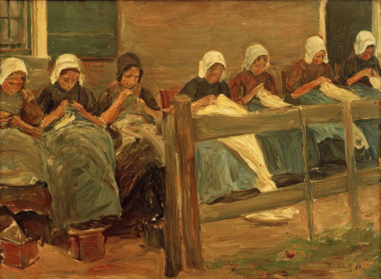 Tyttöjen ompelu Huyzenissa tekijältä Max Liebermann