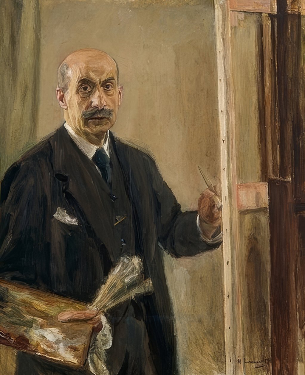 Omakuva maalaustelineessä. 1916 tekijältä Max Liebermann