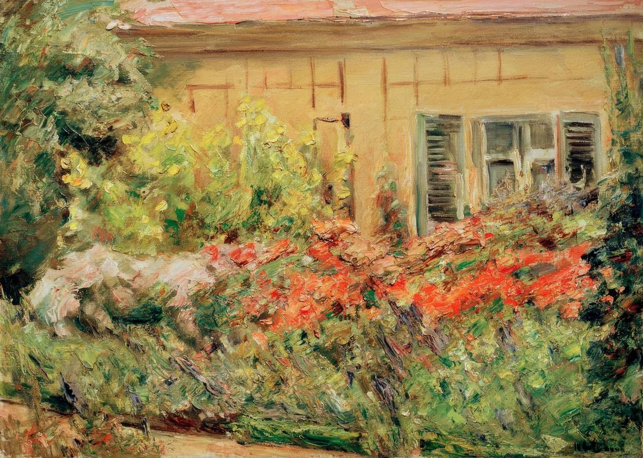 Wannseegarten. Blumenstauden am Gärtnerhäuschen nach Norden tekijältä Max Liebermann