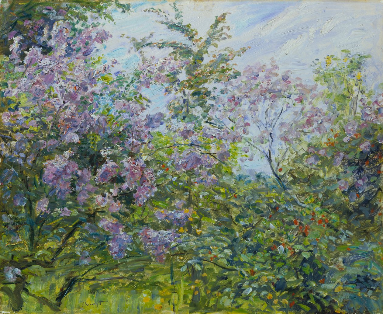 Kukkiva lila, noin 1921 (öljy puulle). tekijältä Max Slevogt