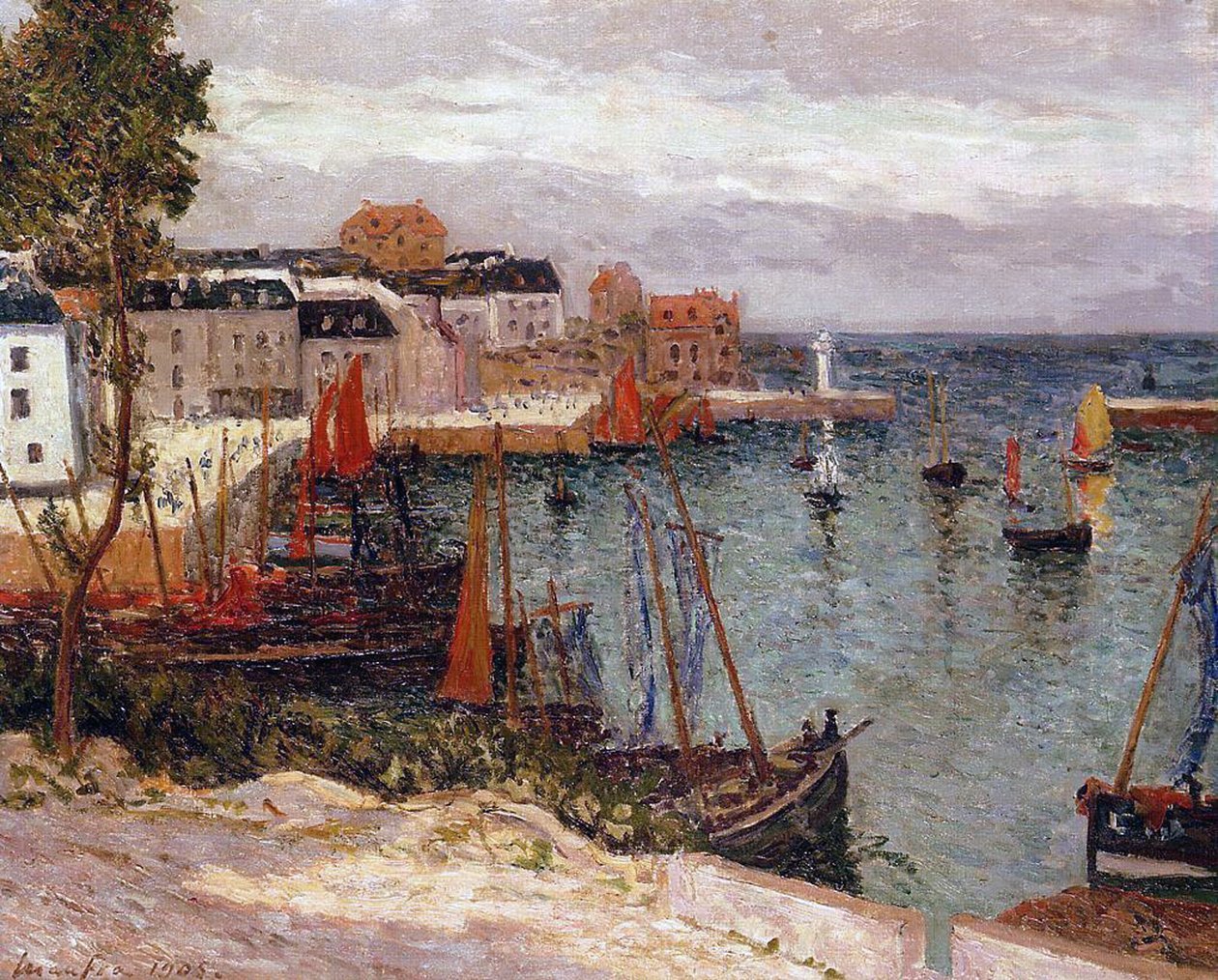 Sauzonin satama, Belle-Isle, Bretagne, 1905. tekijältä Maxime Emile Louis Maufra