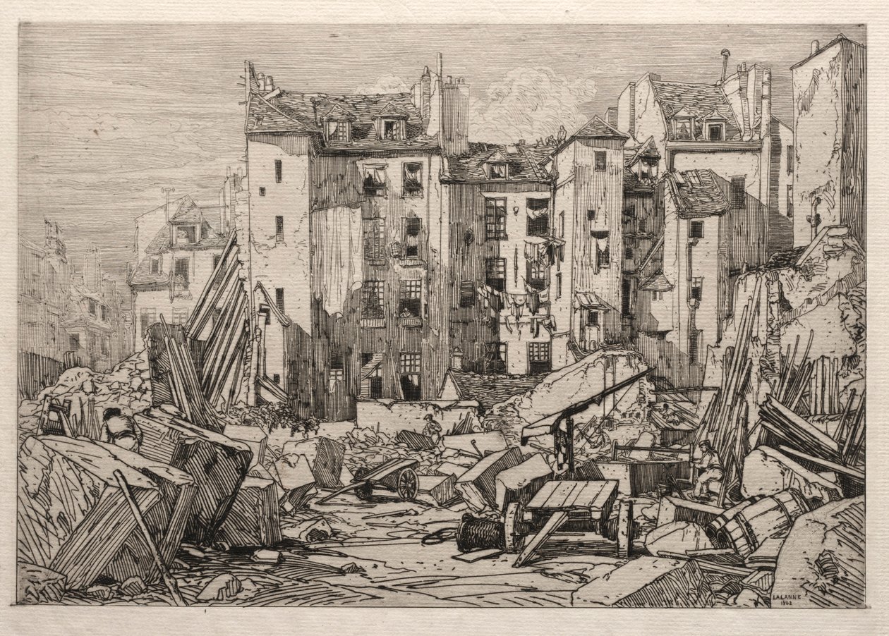 Vanhojen talojen purku Pariisissa, 1862. tekijältä Maxime Lalanne