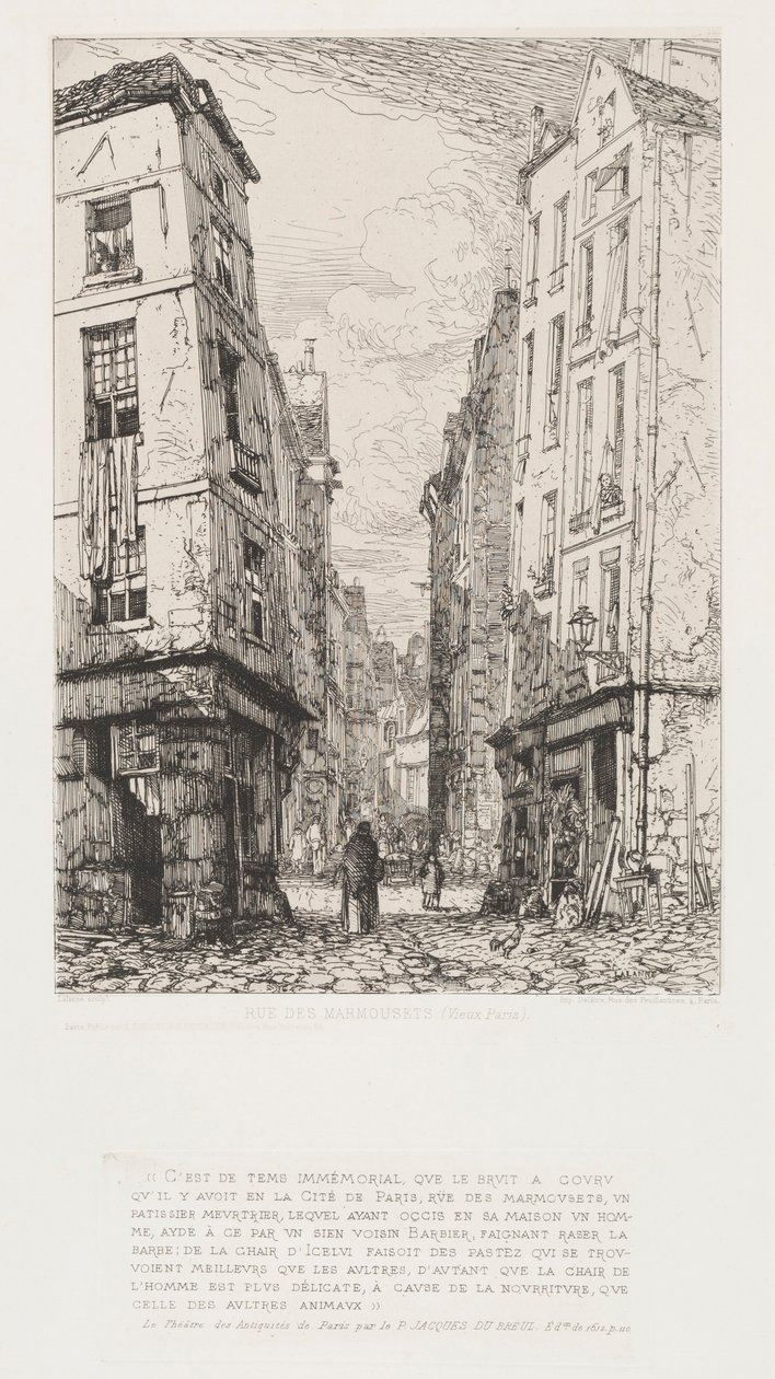 Rue des Marmosets Old Paris, 1862. tekijältä Maxime Lalanne