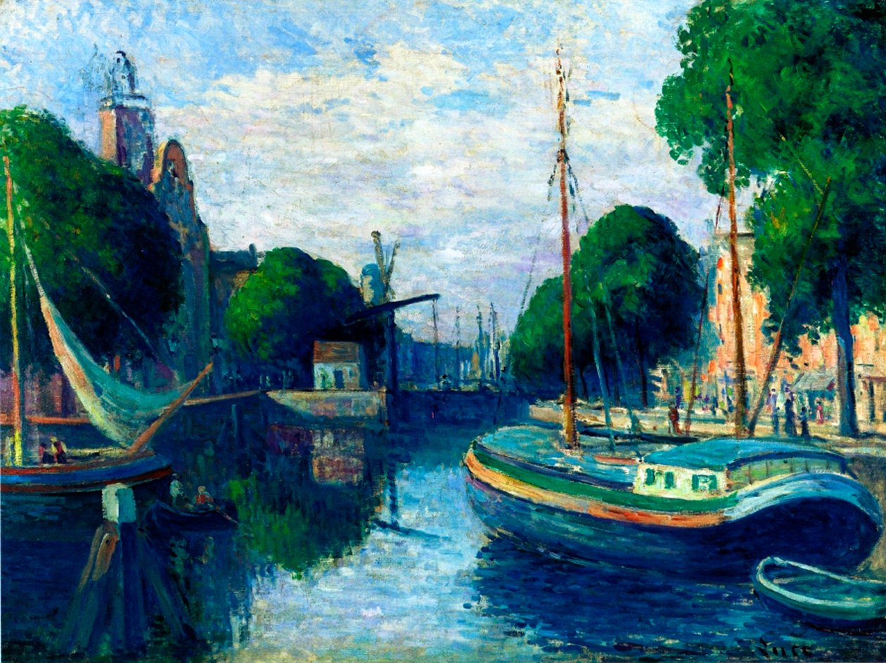 Proomut kanavalla Rotterdamissa, 1908 tekijältä Maximilien Luce