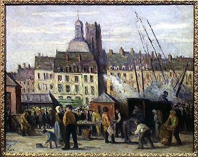 Kalamarkkinat, Dieppe, 1930 tekijältä Maximilien Luce