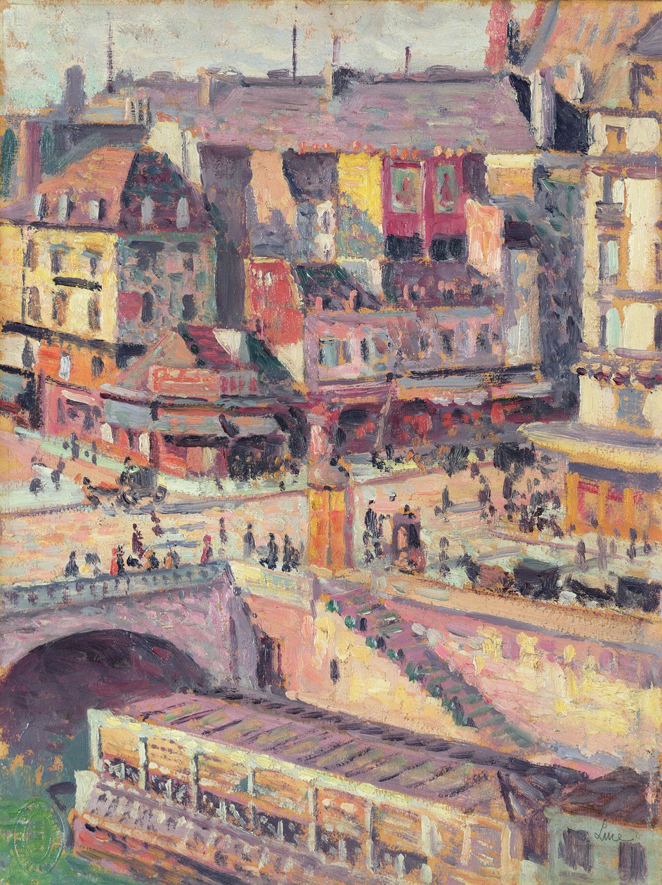 Pont Saint-Michel ja Quai des Orfevres, Pariisi, n. 1900-03 tekijältä Maximilien Luce
