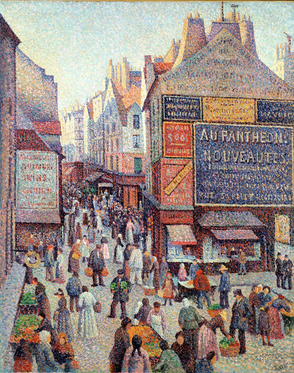 Rue Mouffetard, n. 1889-1890 (öljy kankaalle) tekijältä Maximilien Luce