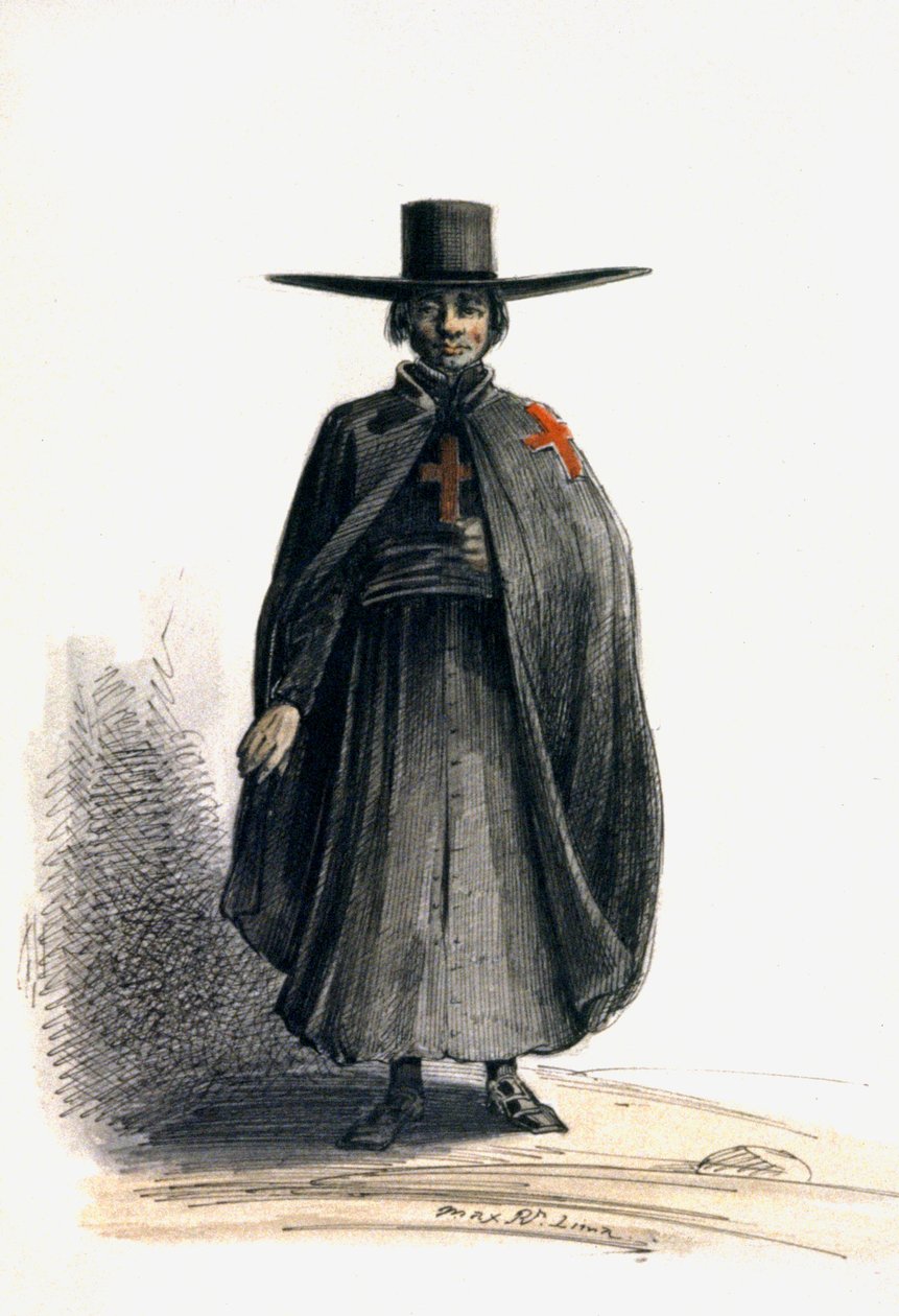 Lähetyssaarnaaja au Perou, n. 1840 (akvarelli) tekijältä Maximilien Radiguet