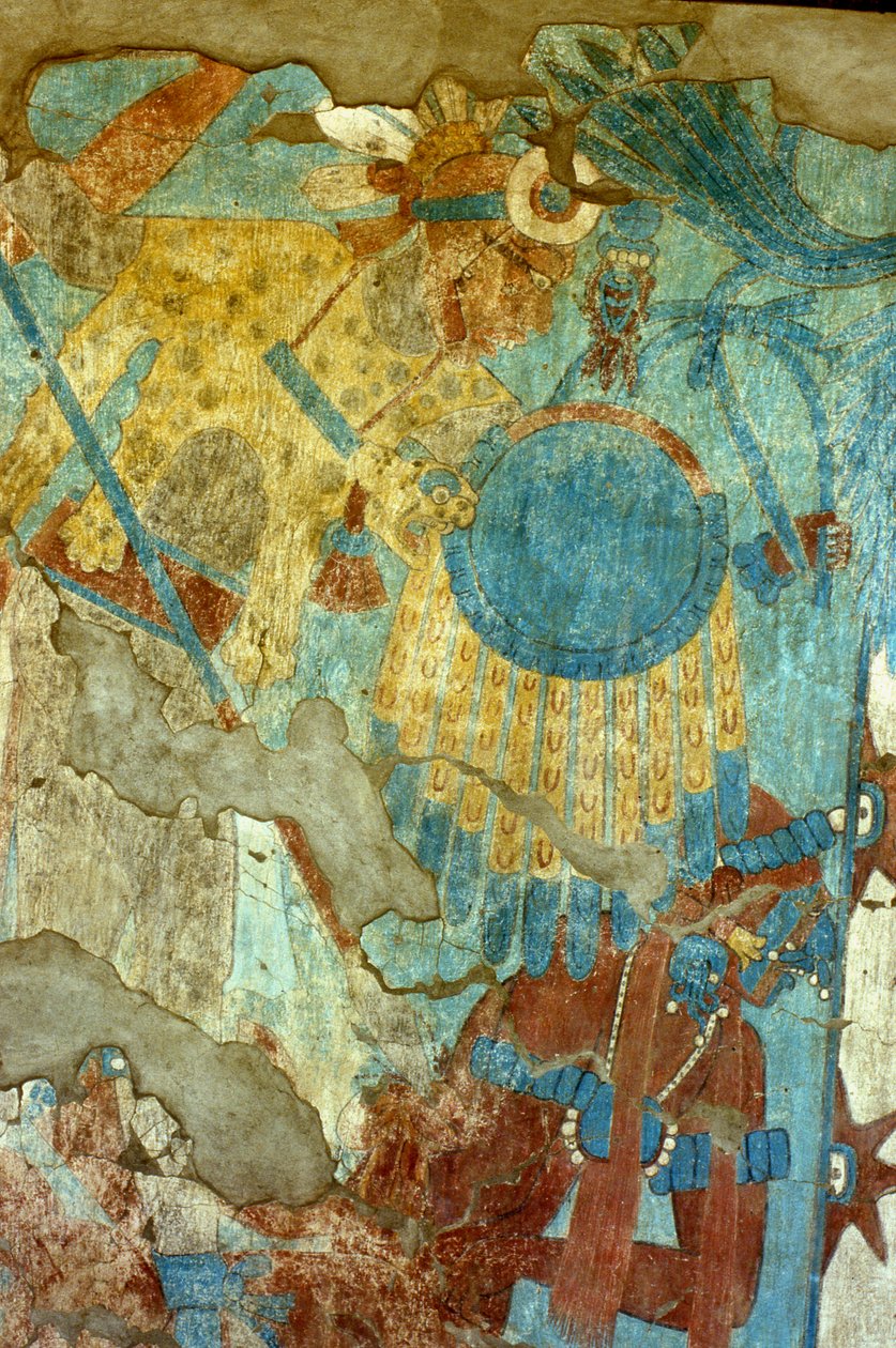 Cacaxtlan taistelu, myöhäisklassinen aika (seinämaalaus) tekijältä Mayan