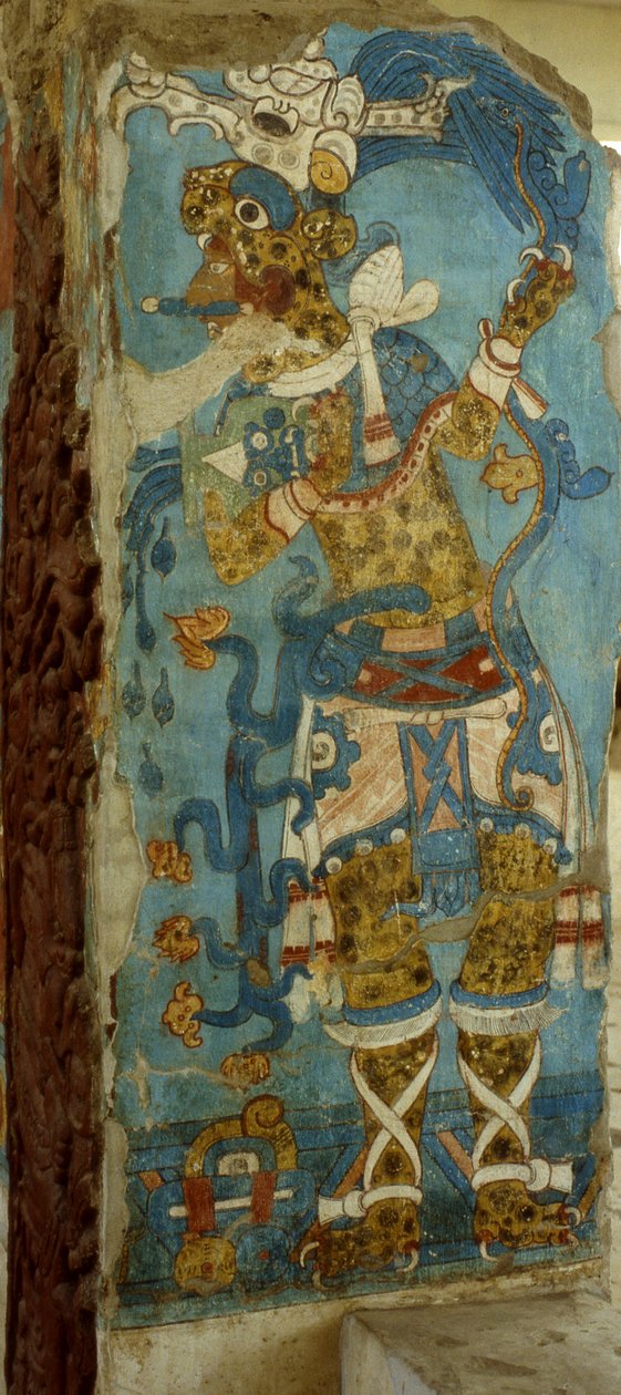 Meksikon lordi Cacaxtlassa, myöhäisklassinen aika (seinämaalaus) tekijältä Mayan