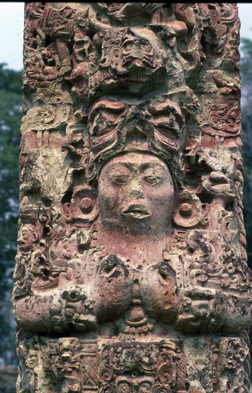 Stela C, länsipuoli, Copan, myöhäinen klassikkokausi, 780 jKr tekijältä Mayan