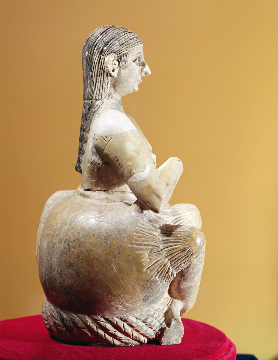 Laulaja, Ur-Nina (profiilinäkymä), n. 2800-2300 eKr. (alabasteri) tekijältä Mesopotamian