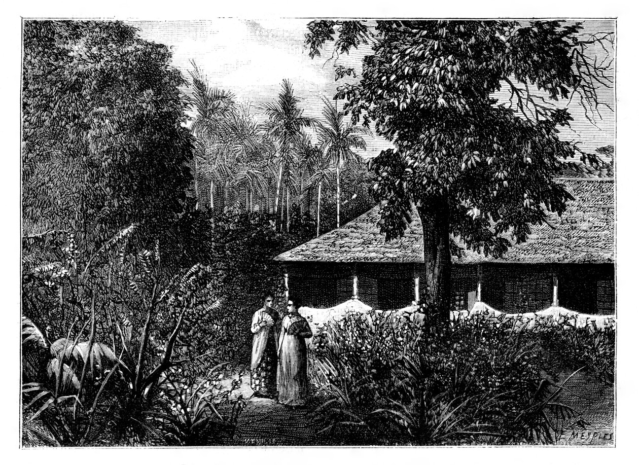 Hollantilainen talo Ternatessa, Indonesiassa, 1800-luvulla. tekijältä Mesples