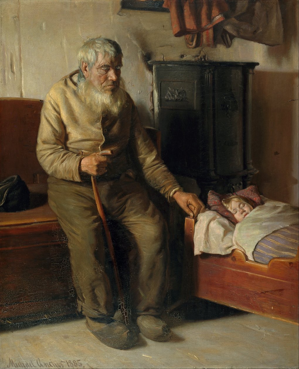 Sokea Kristian pitää lasta tekijältä Michael Peter Ancher