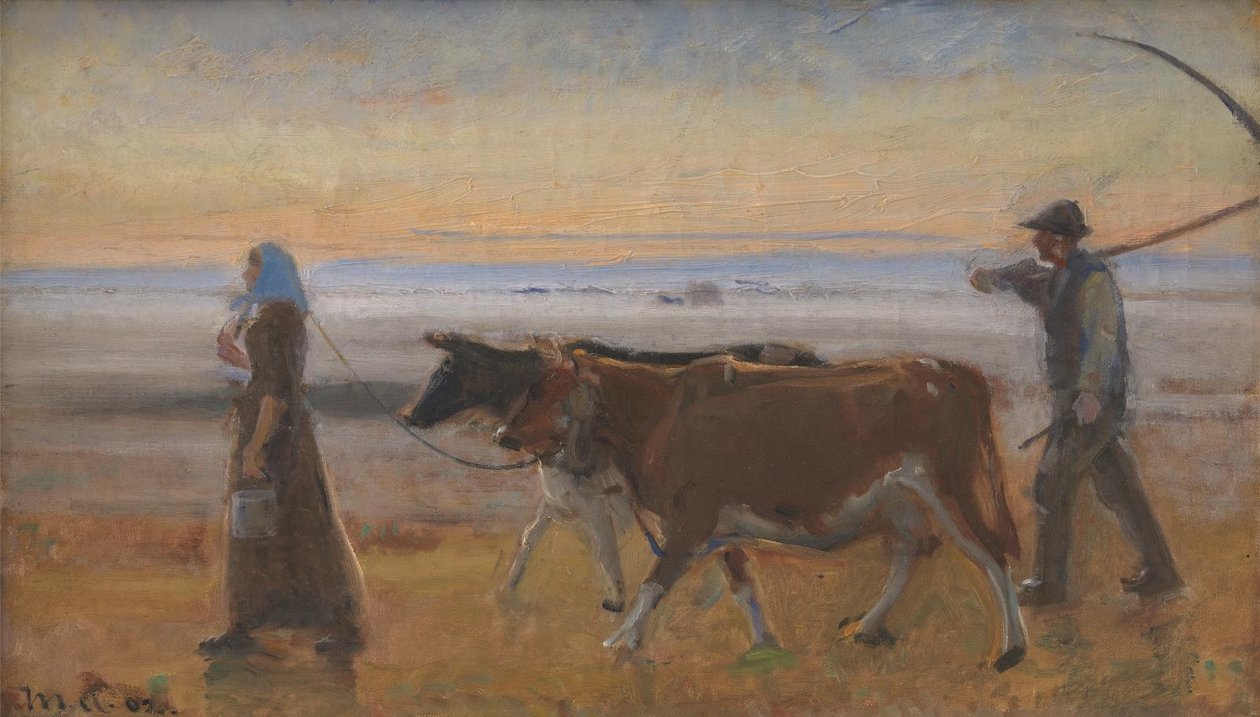Lehmiä ajetaan Moorin yli tekijältä Michael Ancher