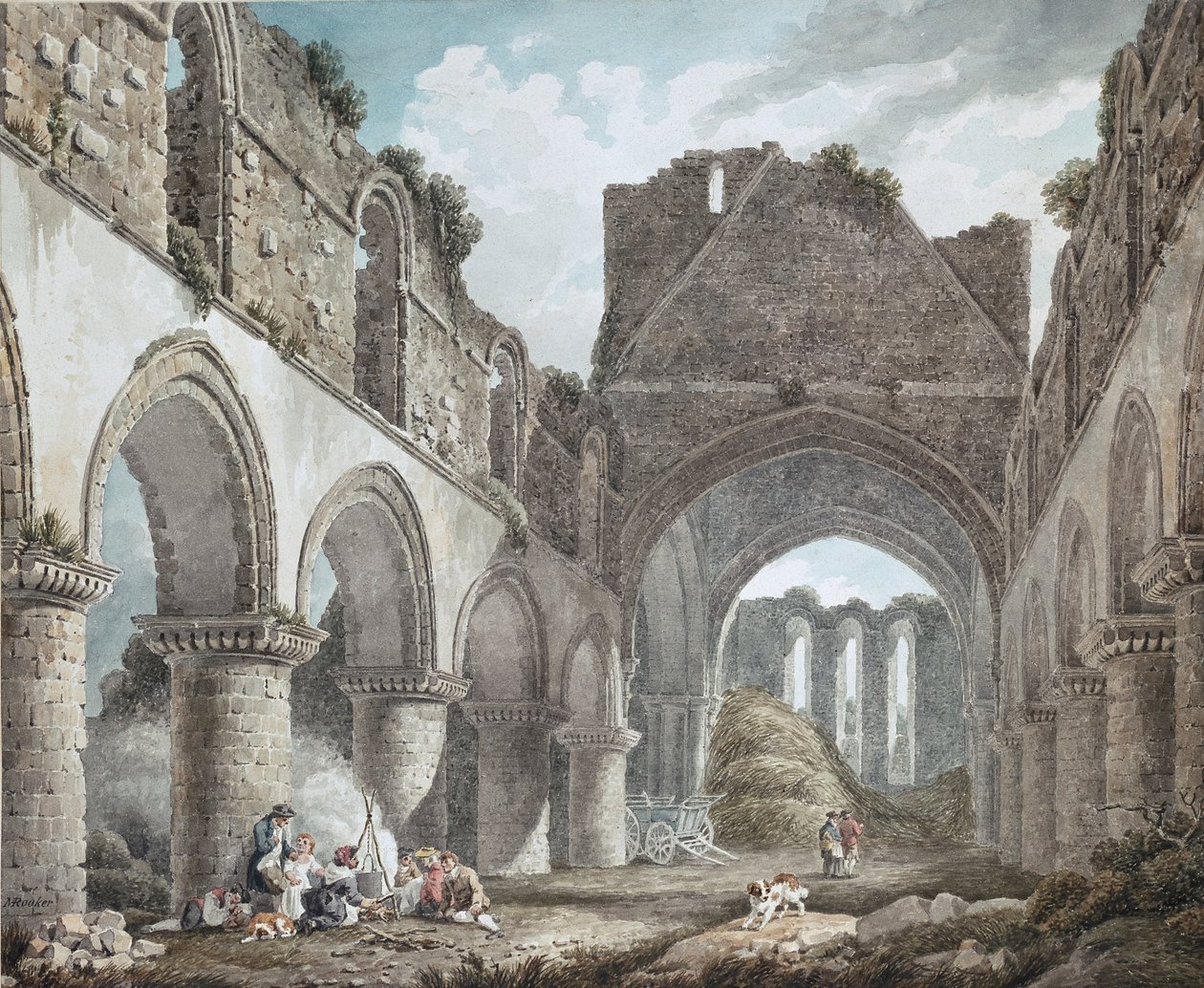 Buildwas Abbey, Shropshire, 1760-1800 tekijältä Michael Angelo Rooker