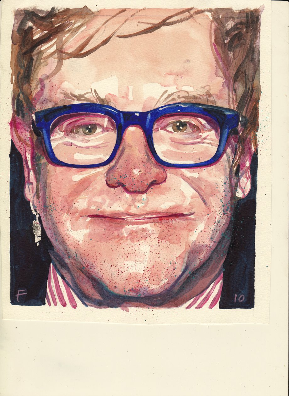 Elton John (akvarelli) tekijältä Michael Frith