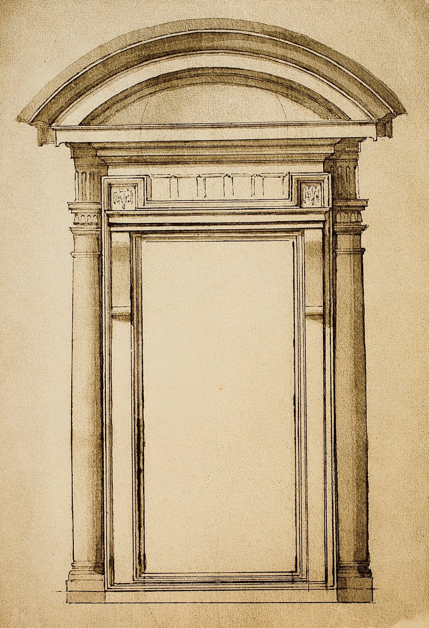 Ovi; piirustus Michelangelo. Casa Buonarroti, Firenze tekijältä Michelangelo Buonarroti