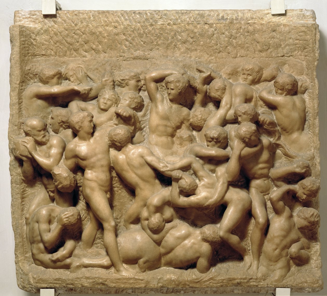 Kentaurien taistelu (marmori) tekijältä Michelangelo Buonarroti