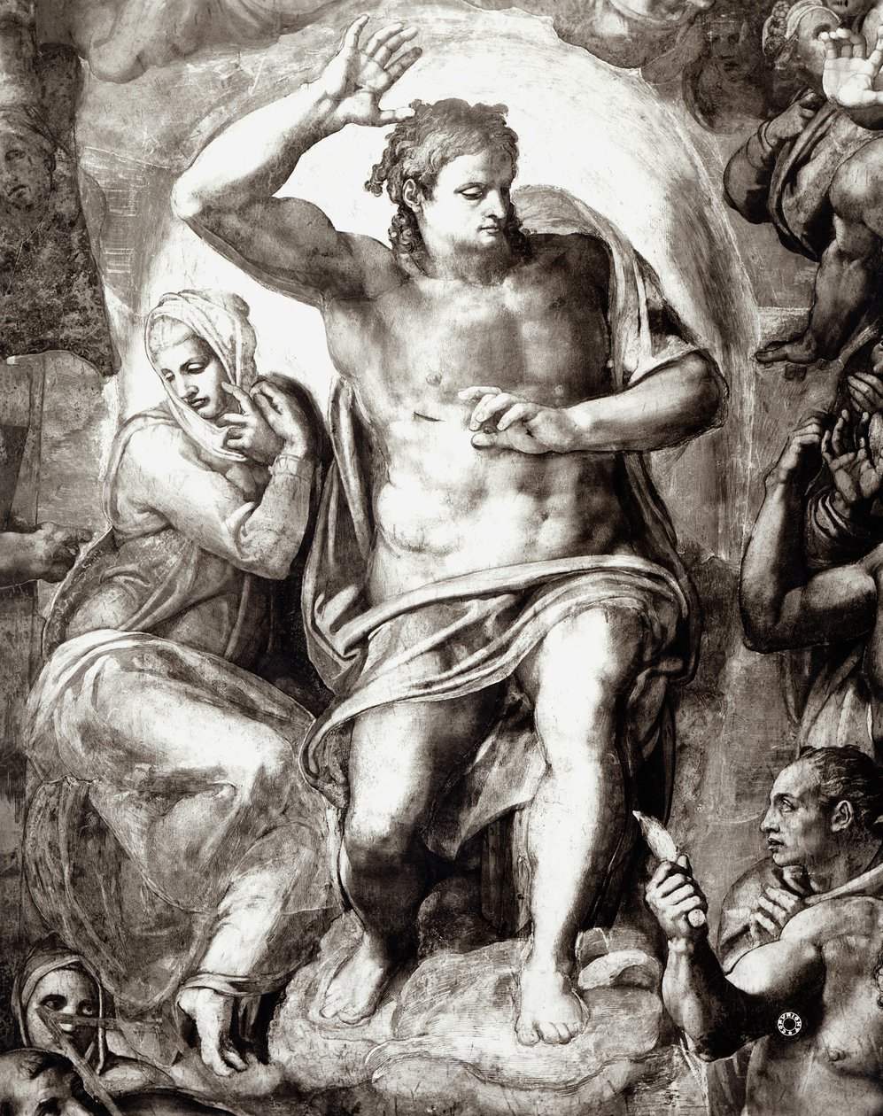Kristus, yksityiskohta Viimeisestä tuomiosta, 1538-41 tekijältä Michelangelo Buonarroti
