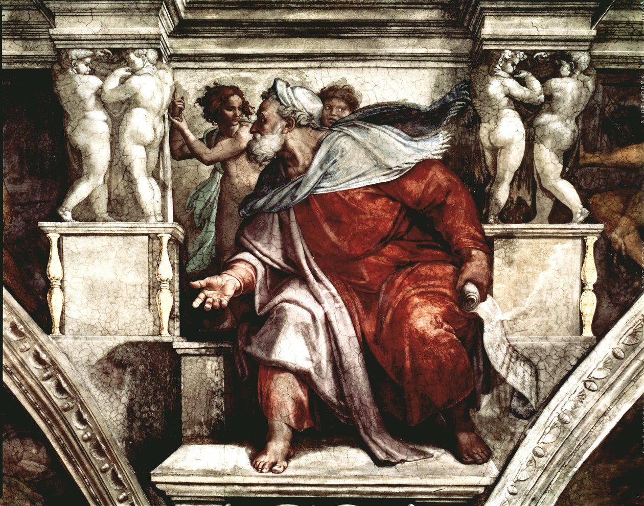 Sikstuksen kappelin katto: Profeetta Hesekiel, 1510 (katso myös 77434) tekijältä Michelangelo Buonarroti