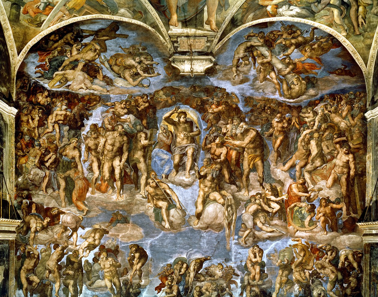 Sikstuksen kappeli: Viimeinen tuomio, 1538-41 (ennallistaminen) tekijältä Michelangelo Buonarroti