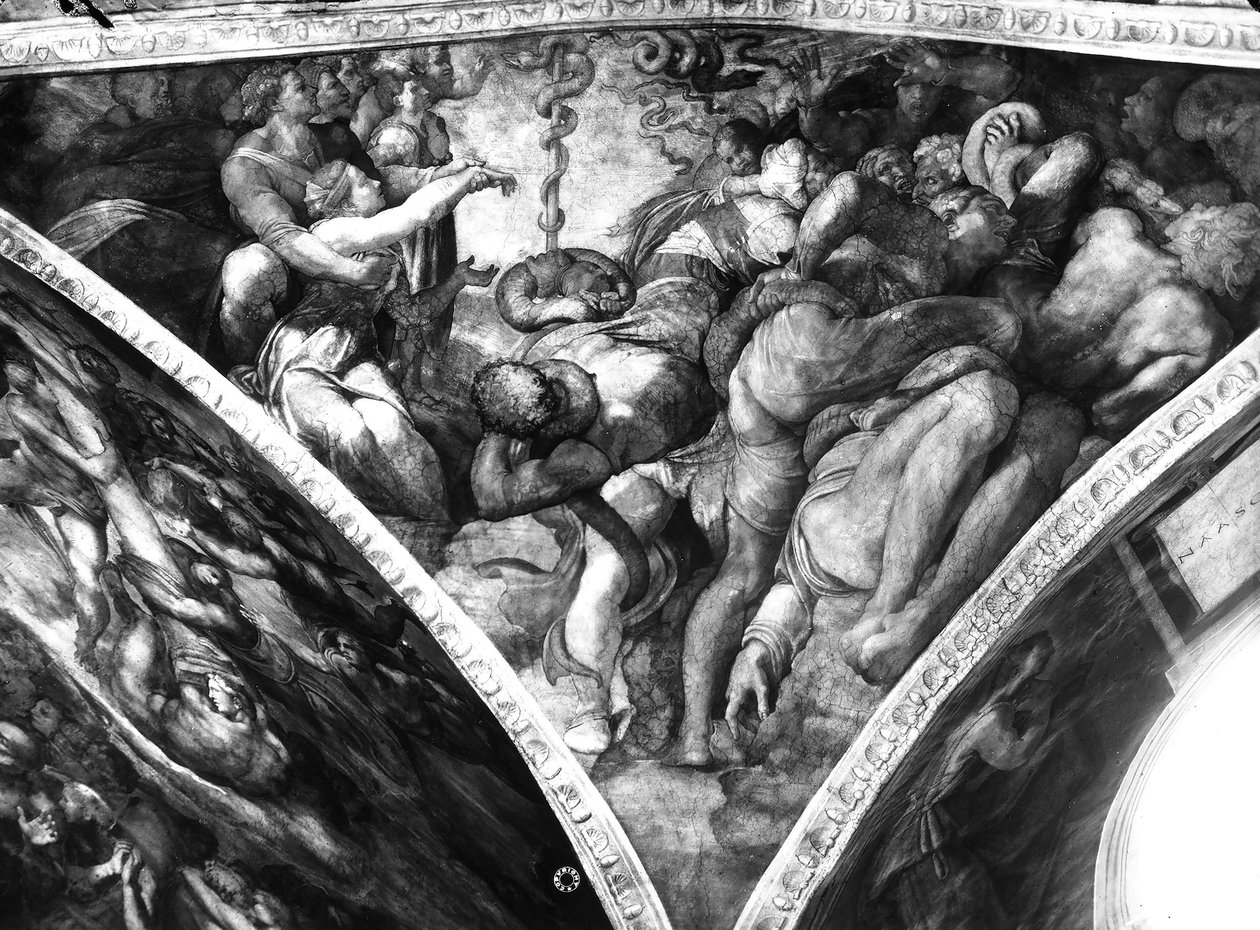 Rohkea käärme, Sikstuksen katosta tekijältä Michelangelo Buonarroti