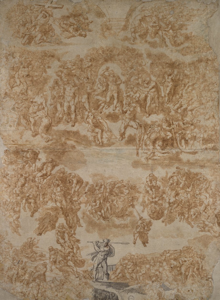 Viimeinen tuomio (kynä pesulla paperille) tekijältä Michelangelo Buonarroti