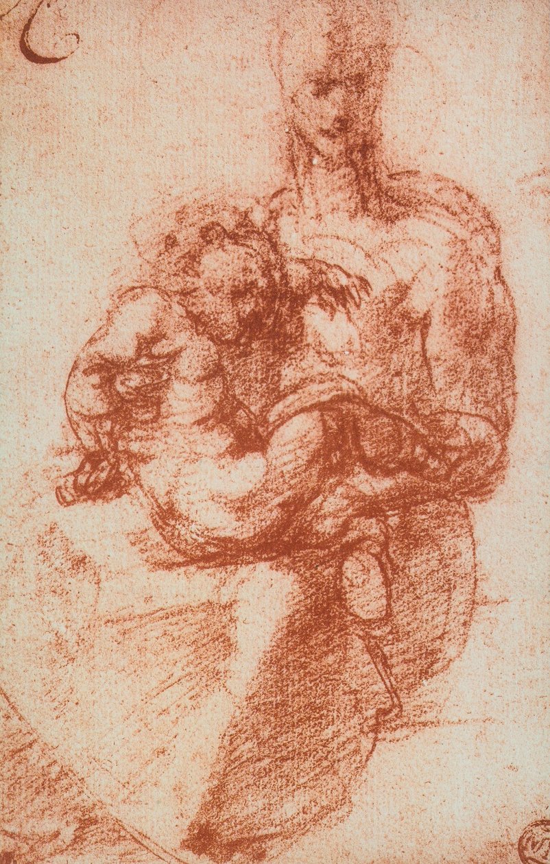 Neitsyt ja lapsi; piirustus Michelangelo. Louvre, Pariisi tekijältä Michelangelo Buonarroti