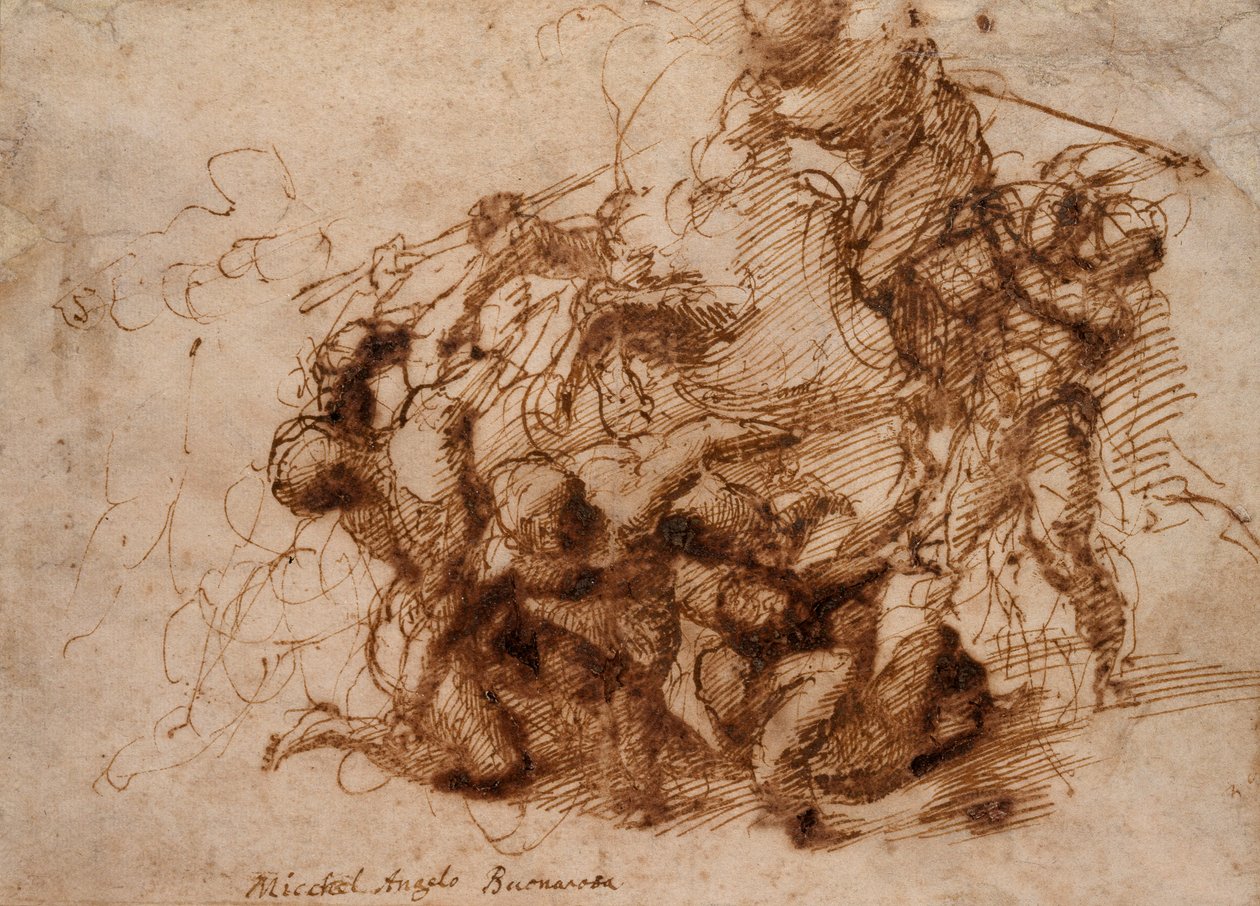 Taistelukohtaus, 1500-luvun alku. tekijältä Michelangelo Buonarroti