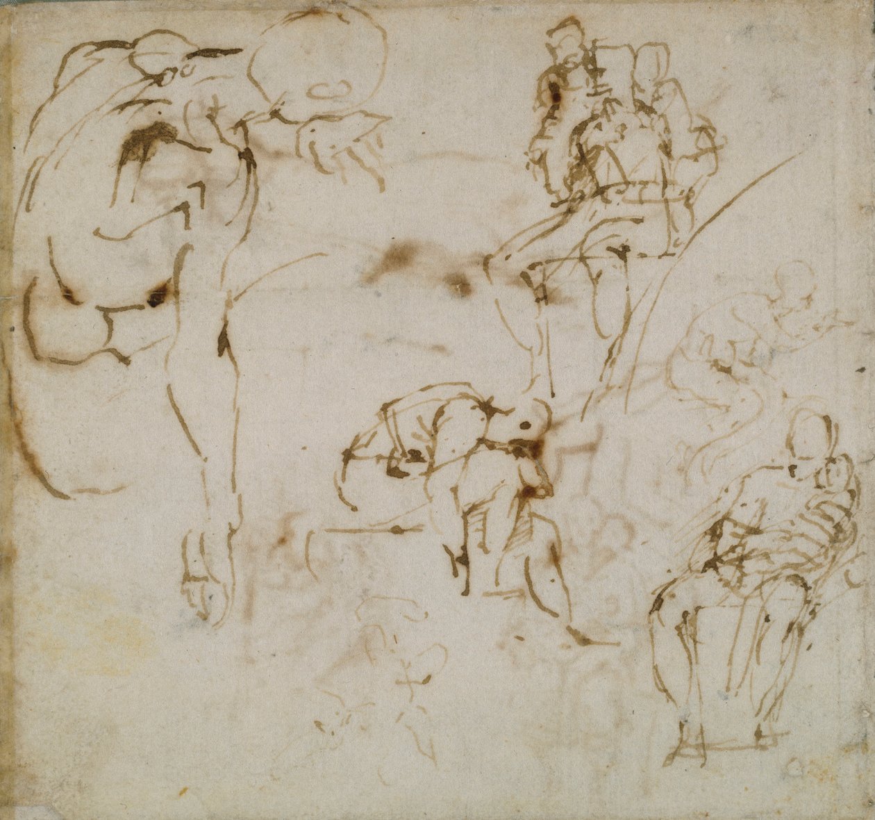 Sivu luonnoskirjasta, c1490-1560 tekijältä Michelangelo Buonarroti