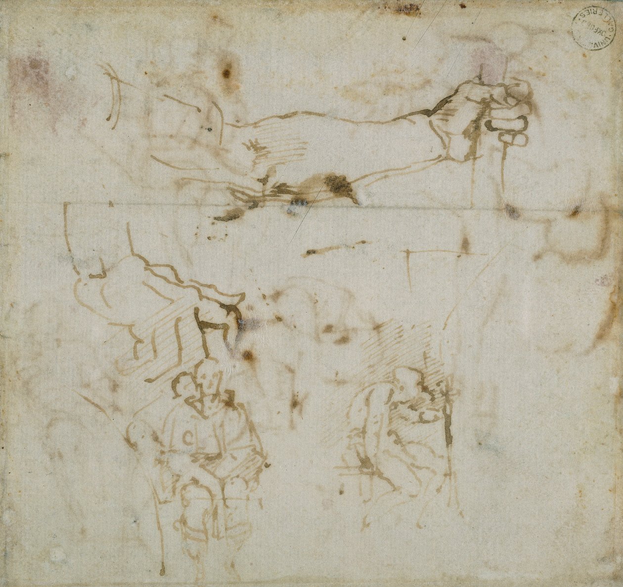 Sivu luonnoskirjasta, c1490-1560 tekijältä Michelangelo Buonarroti