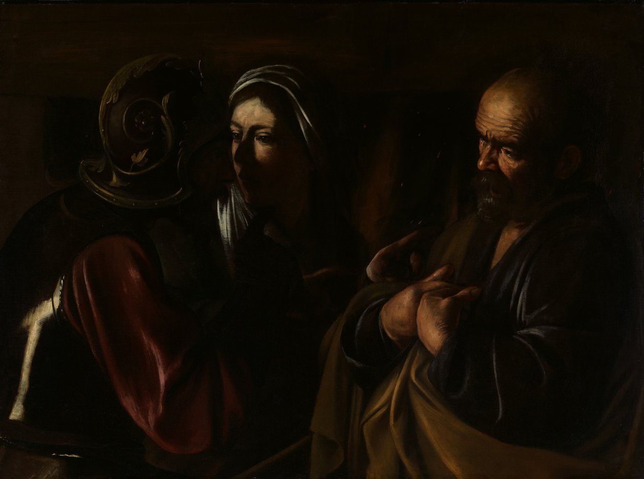 Pyhän Pietarin kieltäminen, 1610. tekijältä Michelangelo Merisi Caravaggio