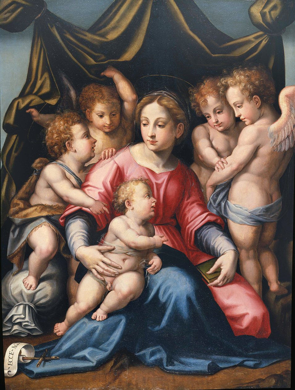 Madonna con Bambino, San Giovannino ja Angeli tekijältä Michele di Ridolfo Tosini