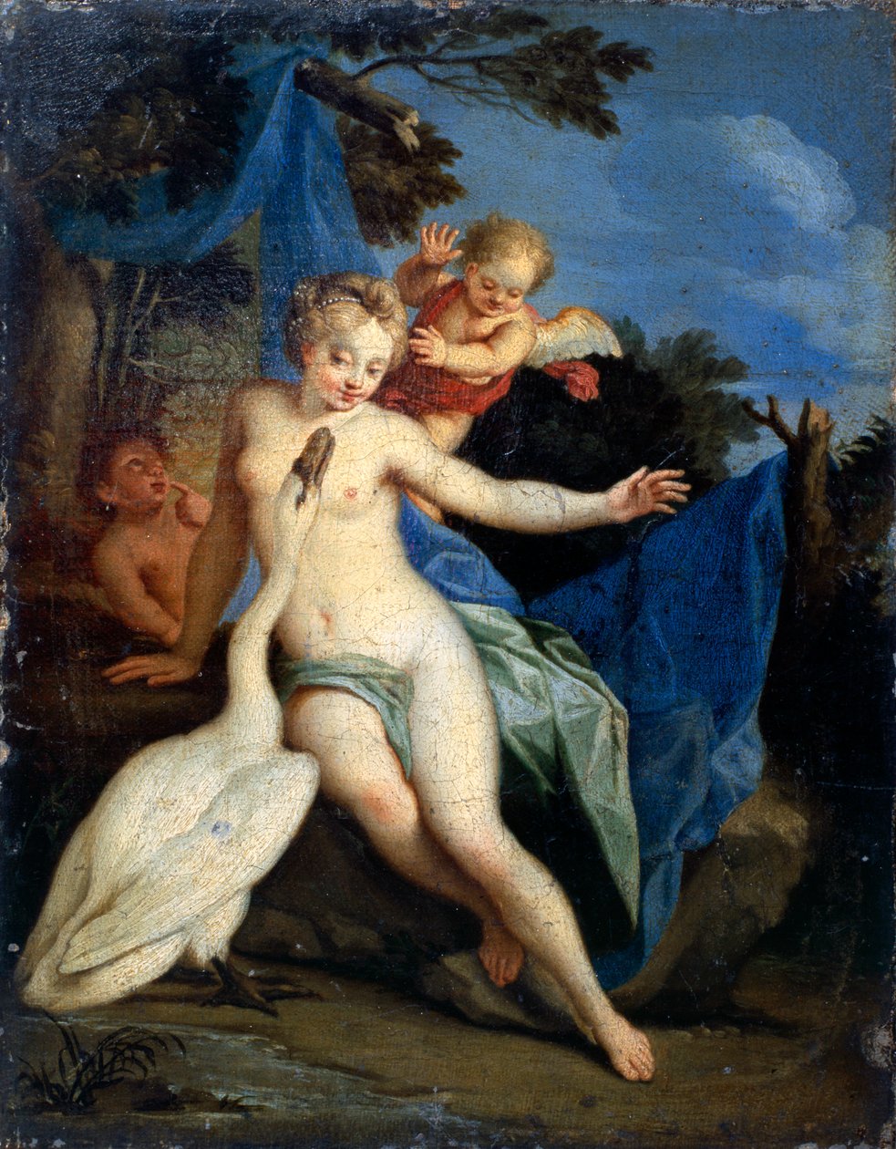 "Leda ja joutsen", 1700-luku tekijältä Michele Rocca