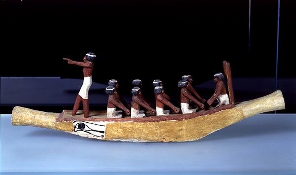 Veneen malli, noin 2000-1900 eKr. (maalattu puu) (katso myös 326913) tekijältä Middle Kingdom Egyptian