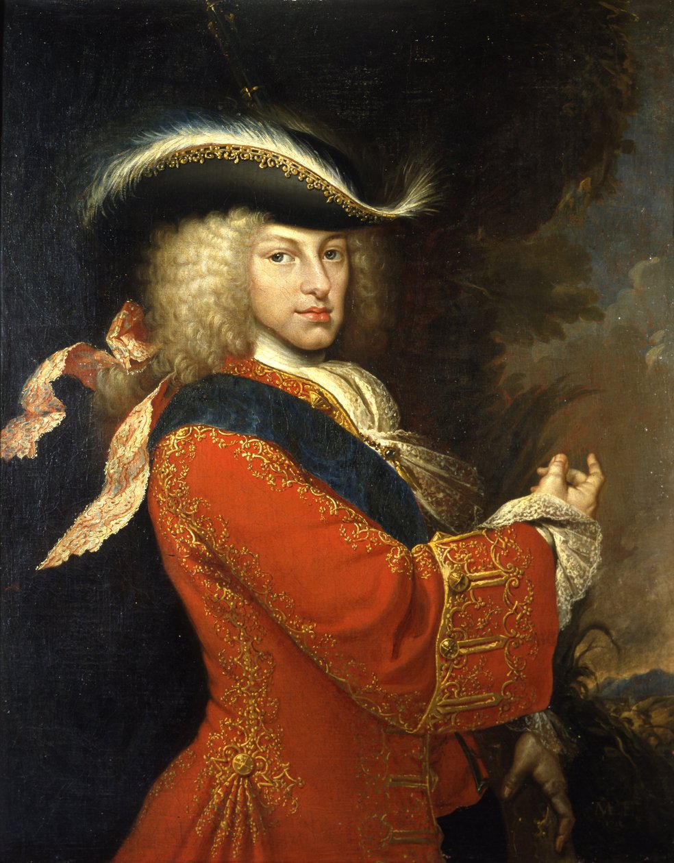 Filippus V, Espanjan kuningas, metsästyspuvussa tekijältä Miguel Jacinto Meléndez