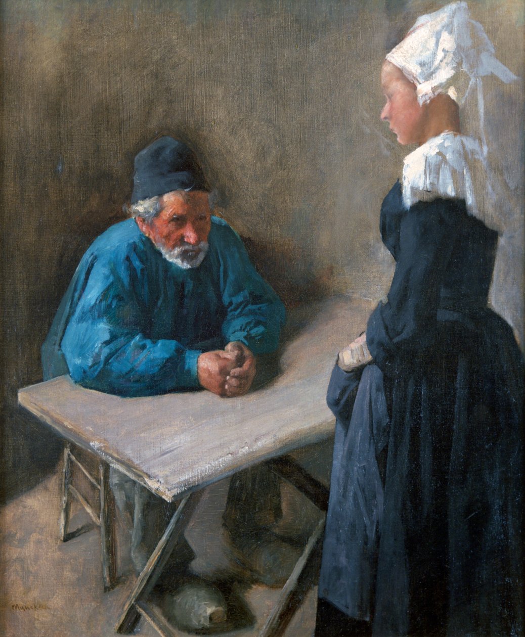 The Engagement of the Maidservant, c1864-1900 tekijältä Mihály Munkácsy