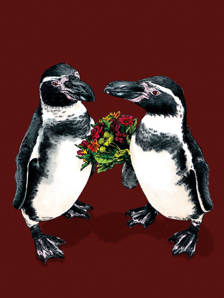 Anniversary Penguins on Red Oxide, 2020 tekijältä Mike Davis